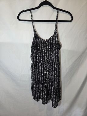 Mudd Black Floral Spaghetti Strap Mini Dress Size L Summer Tie Back